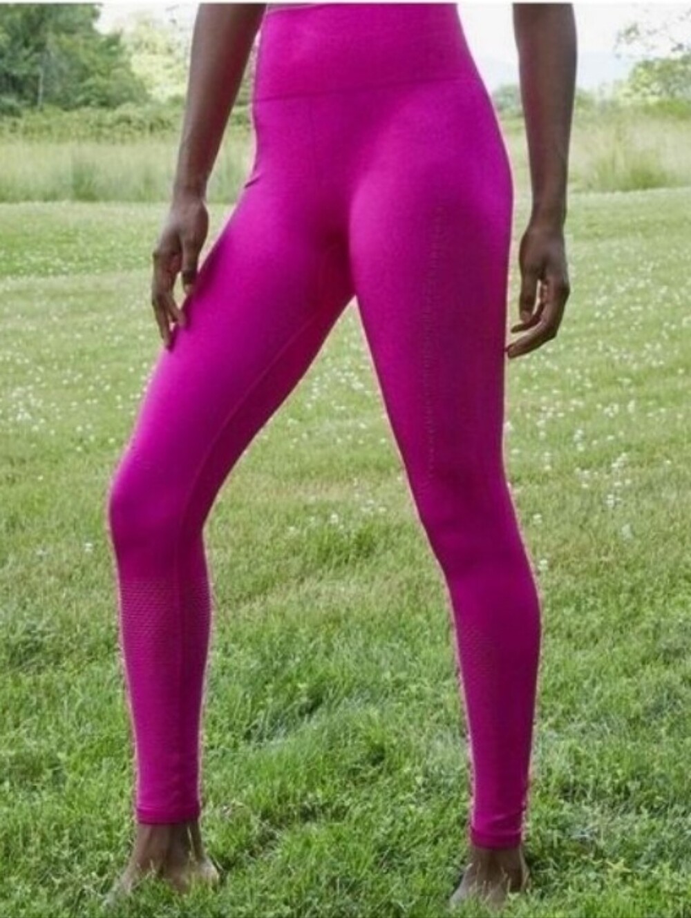 JoyLab Magenta Purple High Rise Laser Cut Mesh Trim Yoga Athletic Leggings